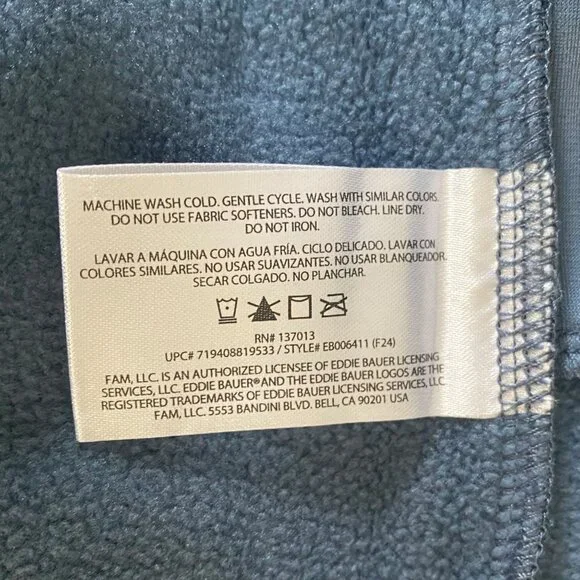 Eddie Bauer Fleece Quarter-Snap Sweater Blue Mens Large Long-Sleeve Pullover New